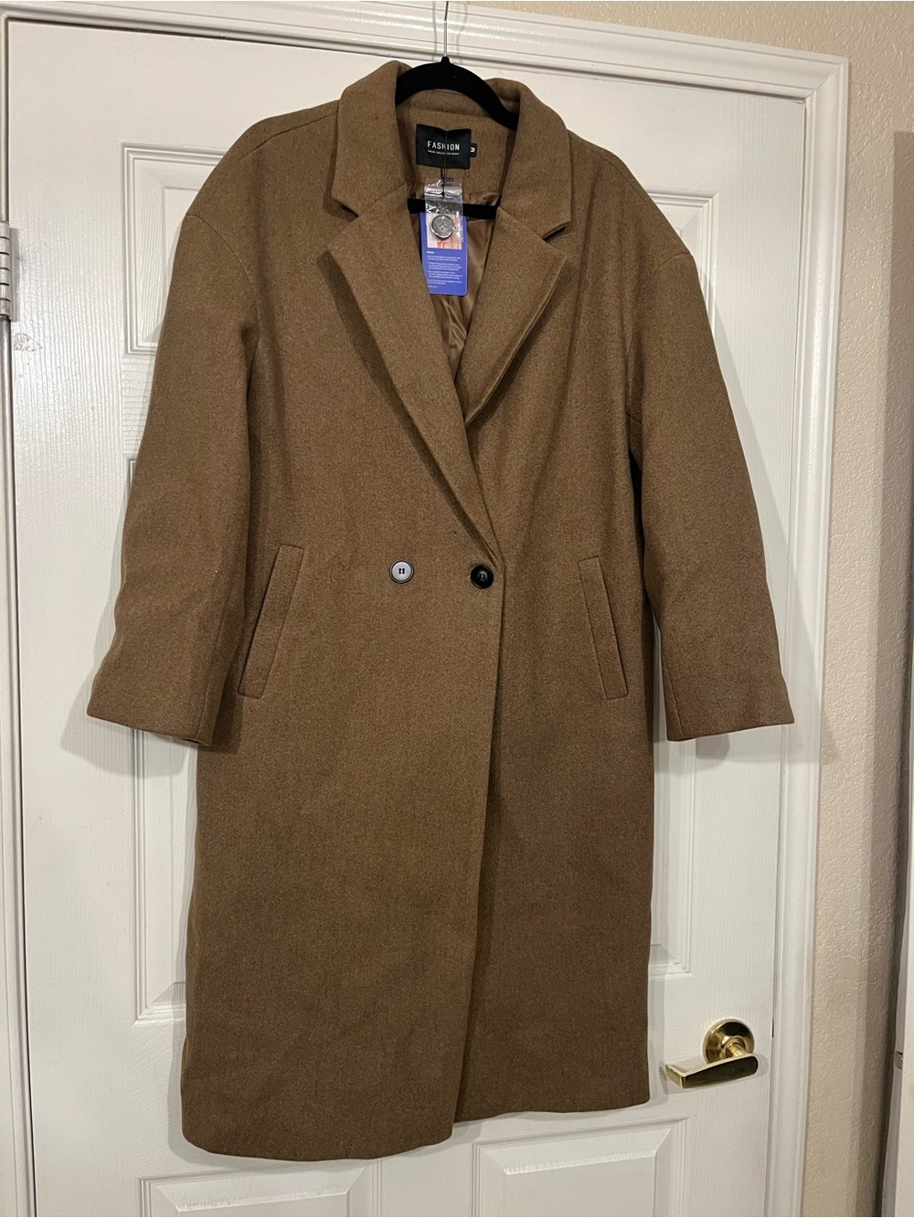 Women's Brown Wool-Blend Long Coat